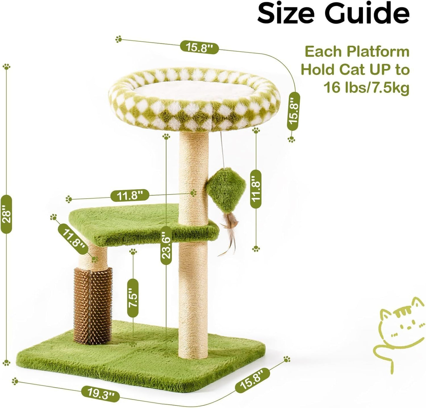Cat Tree Tower - Multi-Level Scratching Post With Removable Perch & Interactive Toys